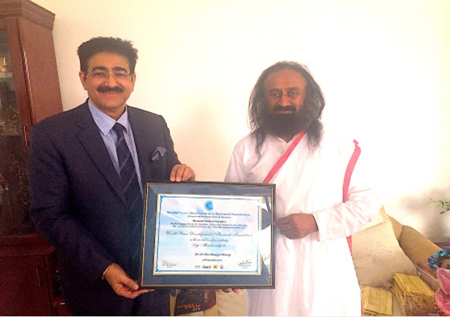 Sri Sri Ravi Shankar Met Ambassador of Peace Sandeep Marwah