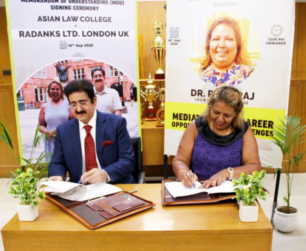 Asian Law College Signs MoU with Radanks Ltd., London to Strengthen Mediation Studies in Legal Education