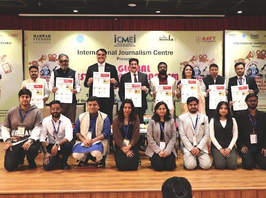 Newsletter by Students of AAFT School of Journalism Released by Eminent Media Leaders at Marwah Studios